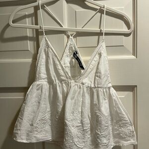 White Zara Embroidered Women's Top